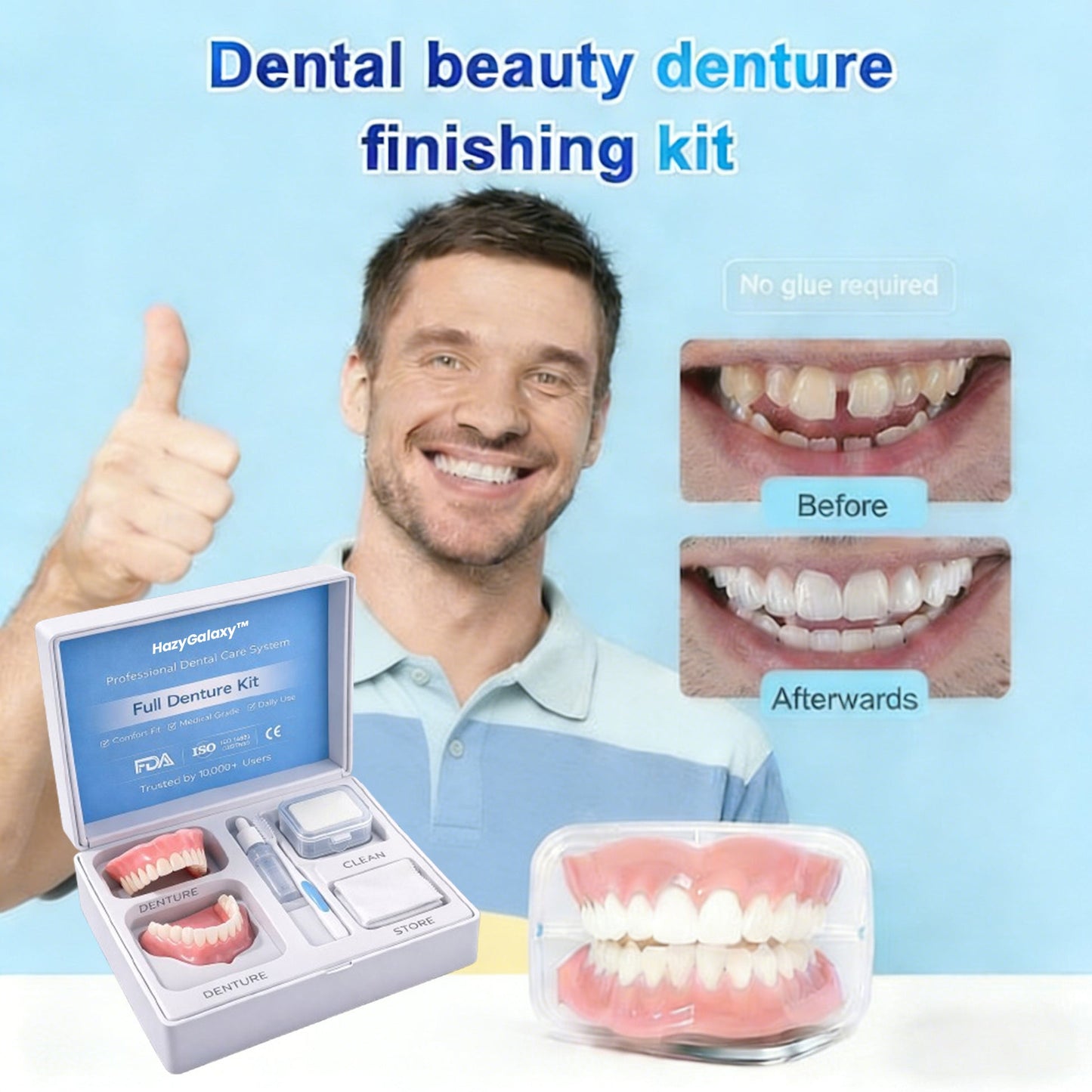 🔥 ENDS TODAY 80% OFF🔥 HazyGalaxy™ Custom-Fit Dentures 🦷Smile with Confidence
